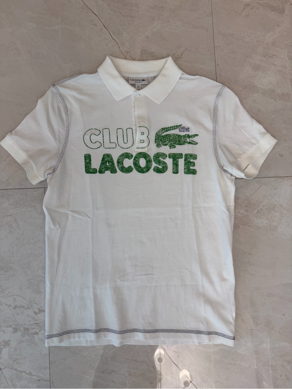 Lacoste White Polo with Green Logo